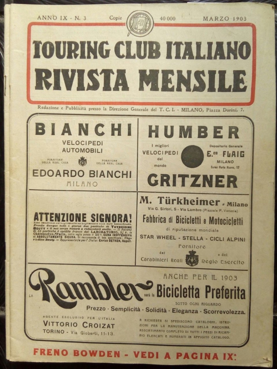 Touring Club Italiano rivista marzo 1903 | Immagine principale