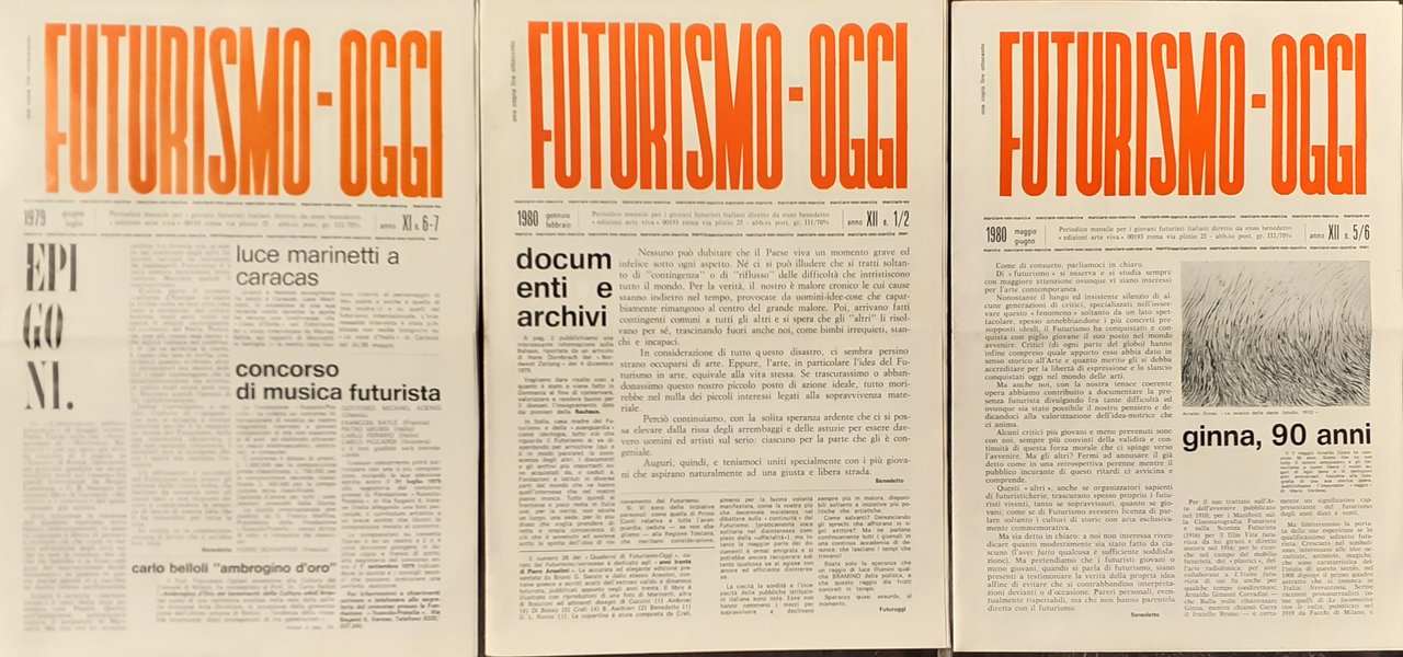 Tre riviste FUTURISMO OGGI 1979 e 1980