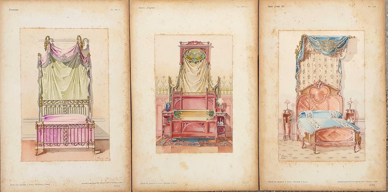 Tre Stampe acquerellate da disegni di F. Chopin L'ornament &amp; …