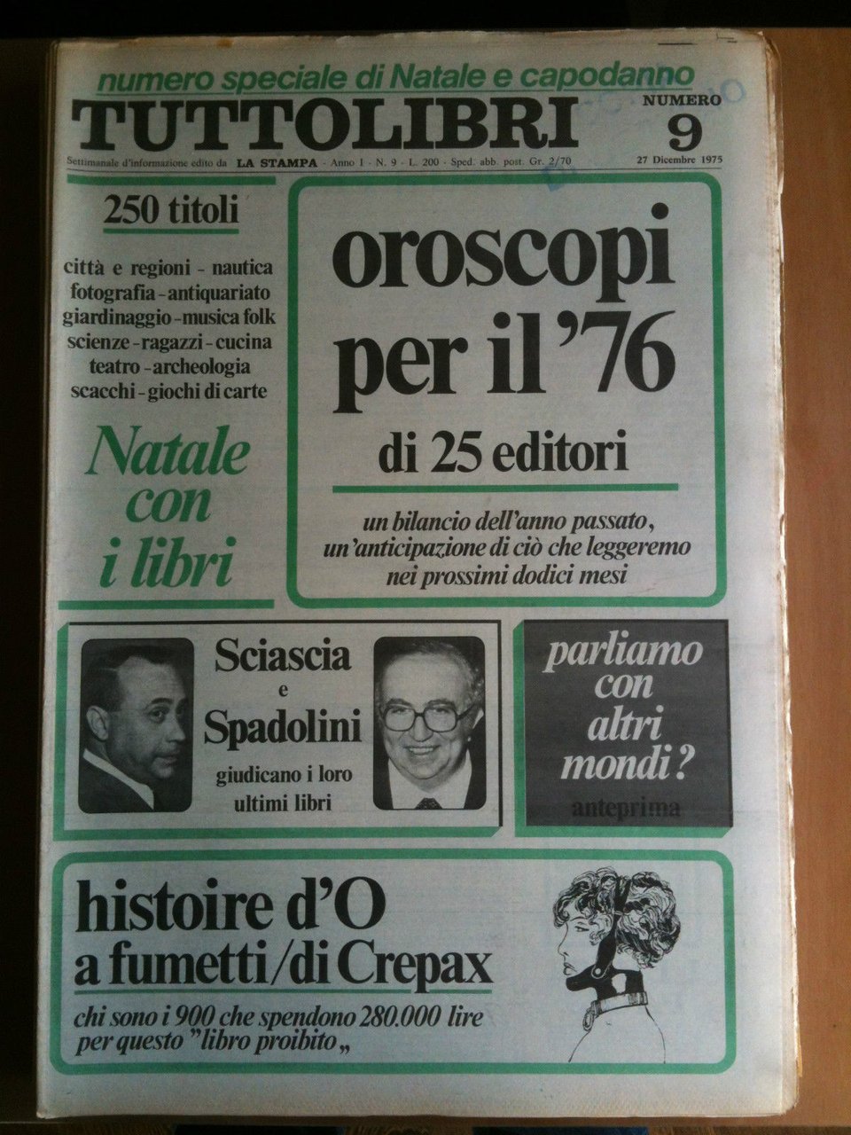 TUTTOLIBRI Anno 1 n^ 9 - 27 Dicembre 1975