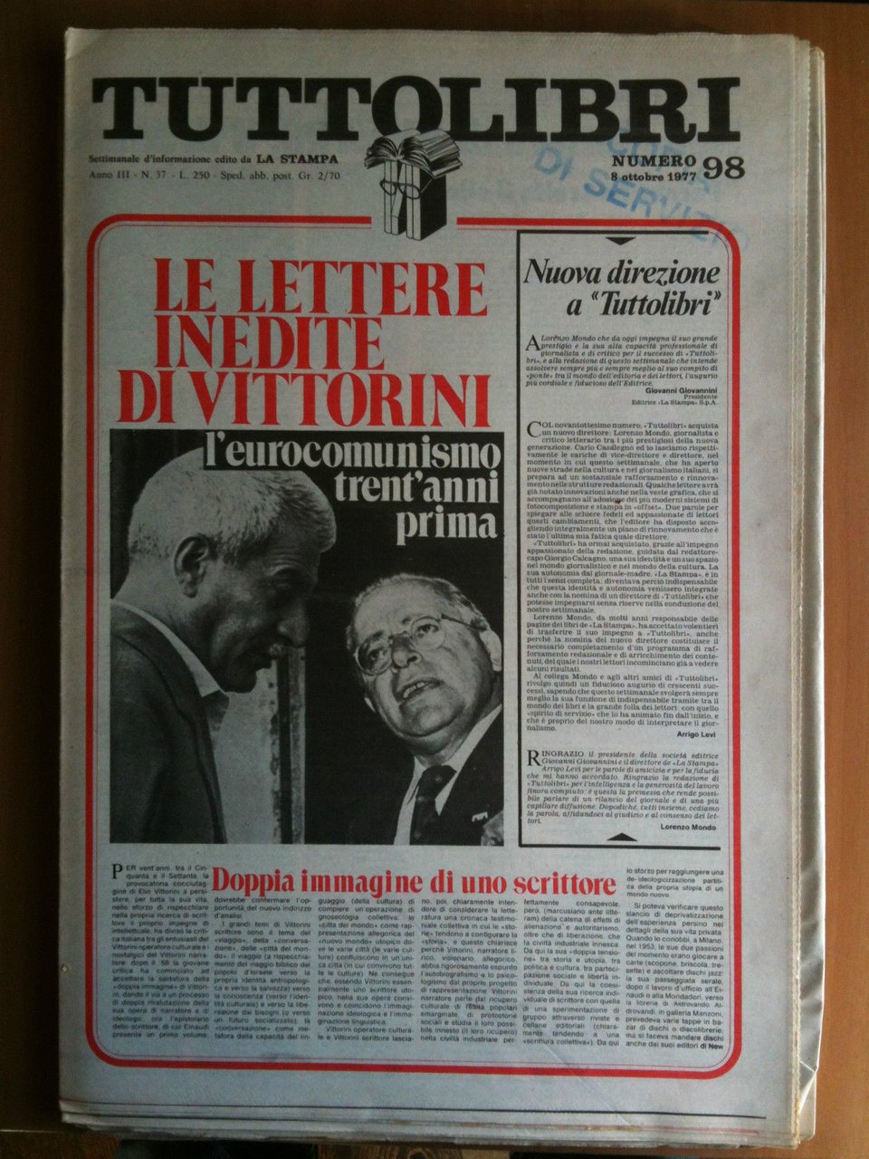 TUTTOLIBRI Anno III n^ 98 - 8 Ottobre 1977