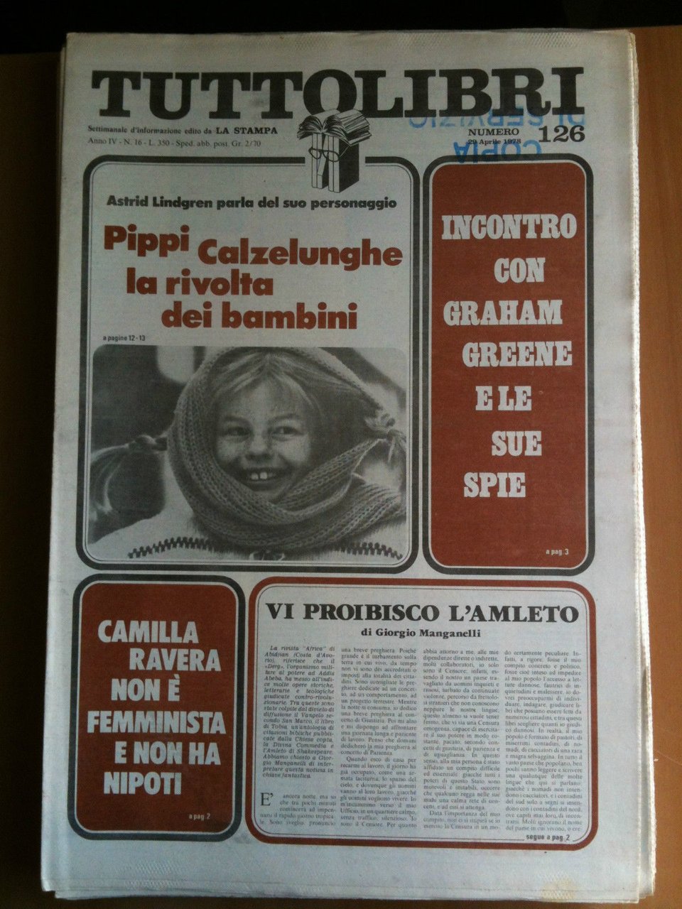 TUTTOLIBRI Anno IV n^ 126 - 29 Aprile 1978
