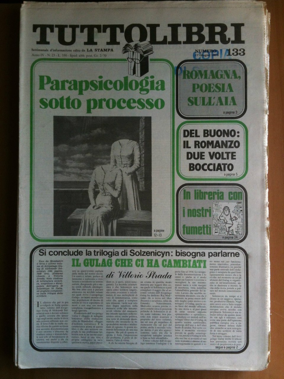 TUTTOLIBRI Anno IV n^ 133 - 17 Giugno 1978 | Immagine principale