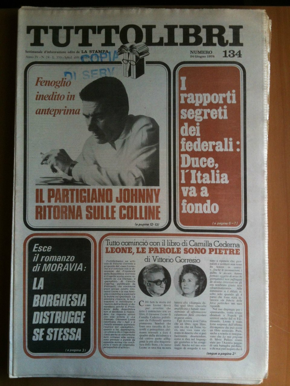 TUTTOLIBRI Anno IV n^ 134 - 24 Giugno 1978