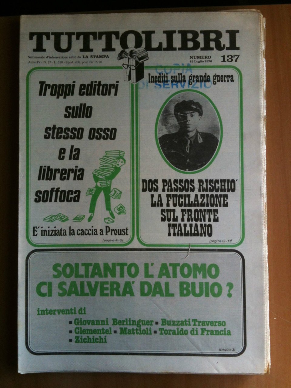 TUTTOLIBRI Anno IV n^ 137 - 15 Luglio 1978