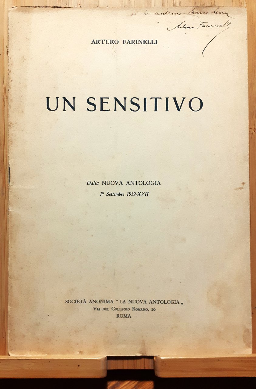 Un Sensitivo - Dalla Nuova Antologia 1939 con dedica autografa