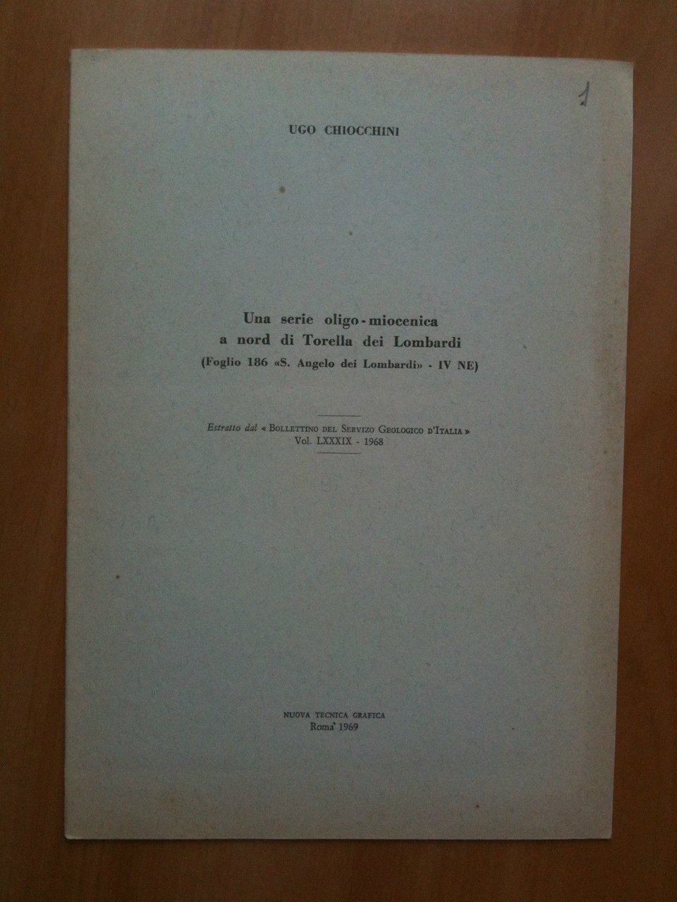 Una serie oligo-miocenica a nord di Torella dei Lombardi 1968
