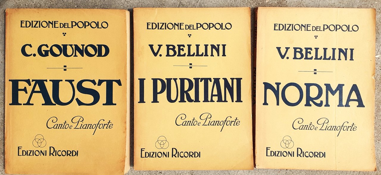 V. Bellini e Gounod "Tre spartiti Opere complete Canto e …