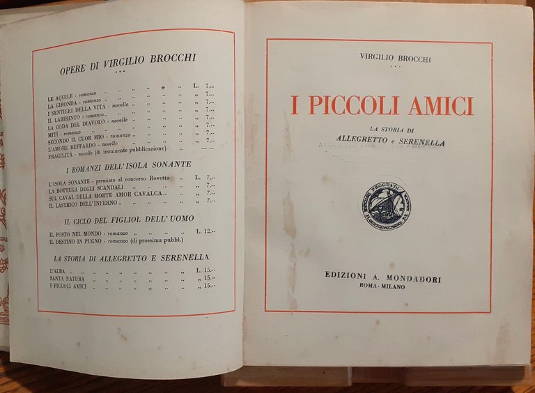 V.Brocchi Piccoli Amici "La Storis di Allegretto e Serenella" Mondadori …