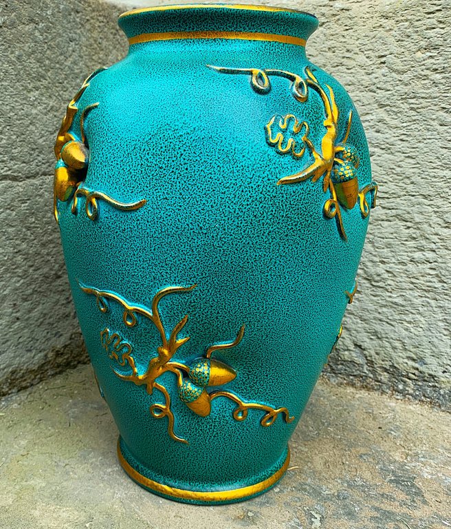 Vaso in ceramica decoro ghiande in rilievo anni '40 | Immagine Gallery 2