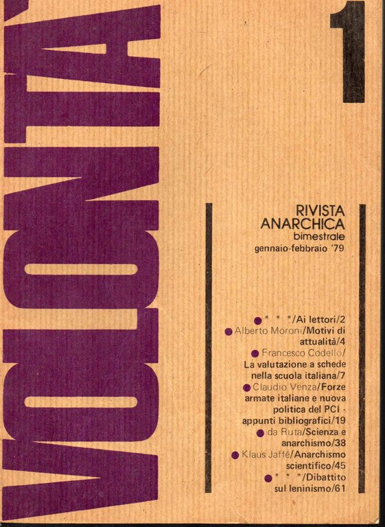 Volontà rivista anarchica 1979 numero 1 e 2