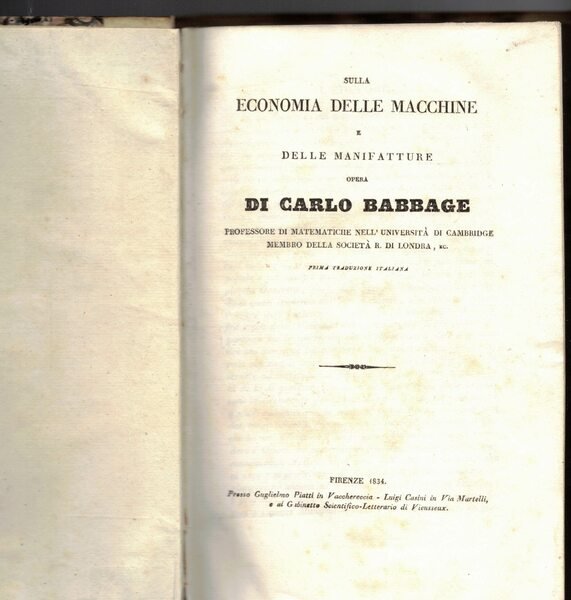 Sulla economia delle macchine e delle manifatture