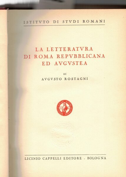 La Letteratura di Roma Repubblicana ed Augustea