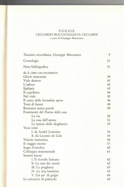 Poesie. A cura di Giuseppe Marcenaro