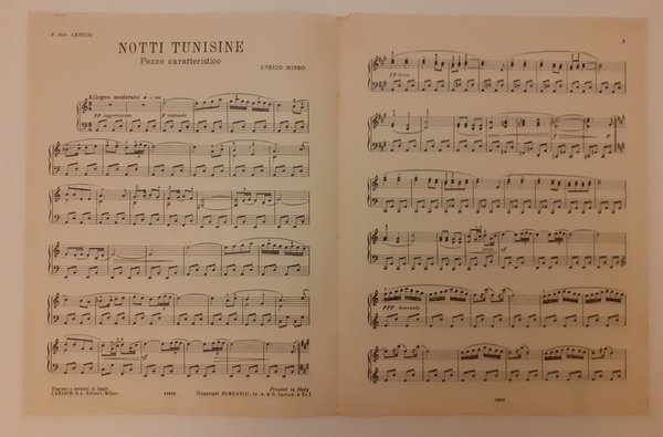 NOTTI TUNISINE, Pezzo Caratteristico per pianoforte, musica di Enrico Mineo