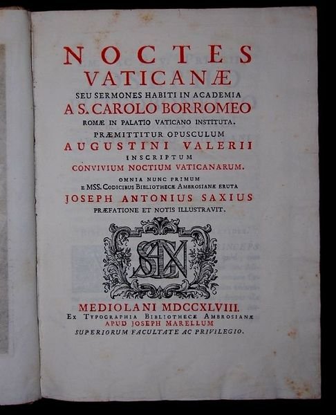 Noctes vaticanae seu sermones habiti in academia a S. Carolo …