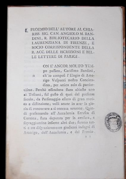 Lelogio di Amerigo Vespucci composto dal proposto Marco Lastri Fiorentino,