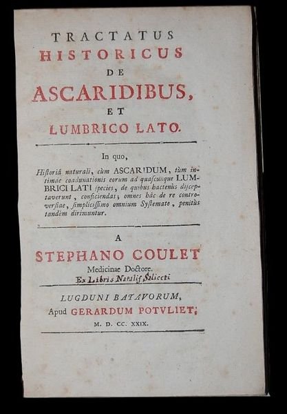 Tractatus historicus De Ascaridibus, et lumbrico lato. In quo, historia …