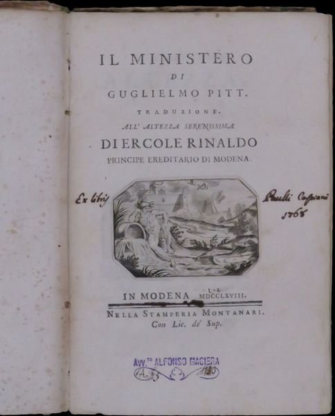 Il Ministero di Gugliemo Pitt, traduzione allAltezza Serenissima di Ercole …