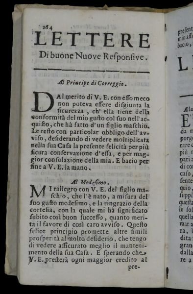 Lettere del sig. Giacomo Spacini con indice nel fine dinotante …