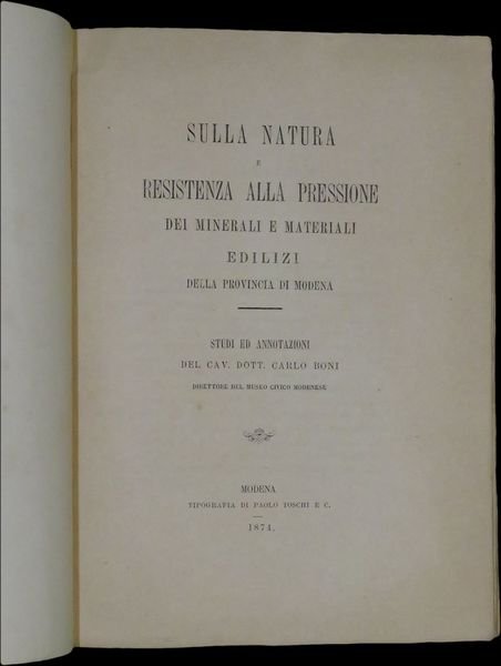 Sulla natura e resistenza alla pressione dei minerali e materiali …