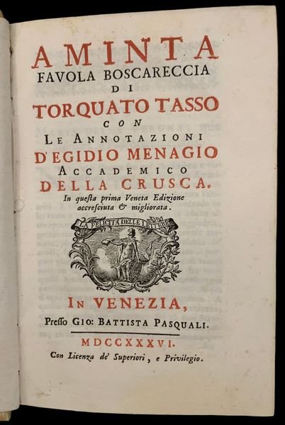 Aminta favola boscareccia Con le annotazioni dEgidio Menagio, Accademico della …