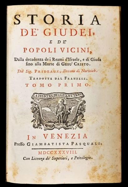 Storia de' giudei, e de' popoli vicini, dalla decadenza de …