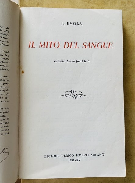 Mito del sangue, quindici tavole fuori testo,