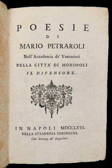 Poesie di Mario Petraroli Nell’Accademia de’ Venturieri della cittŕ di …