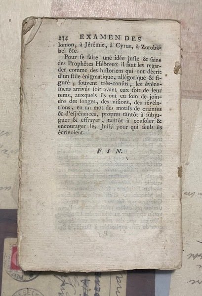 Examen des Prophéties qui servent de fondement à la Religion …