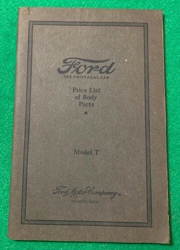 Ford The Universal Car, Price List of Body Parts, Model …