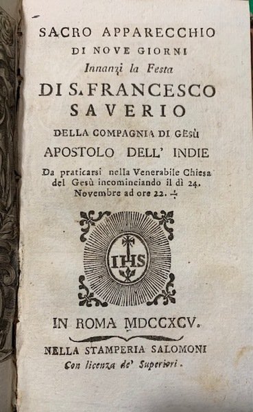 Sacro Apparecchio di nove giorni, Innanzi la Festa di S. …