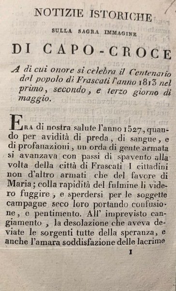 Notizie istoriche sulla sagra immagine di Capo-Croce a di cui …