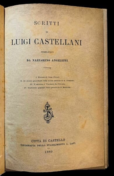 Scritti di Luigi Castellani pubblicati da Nazzareno Angeletti. I. I …