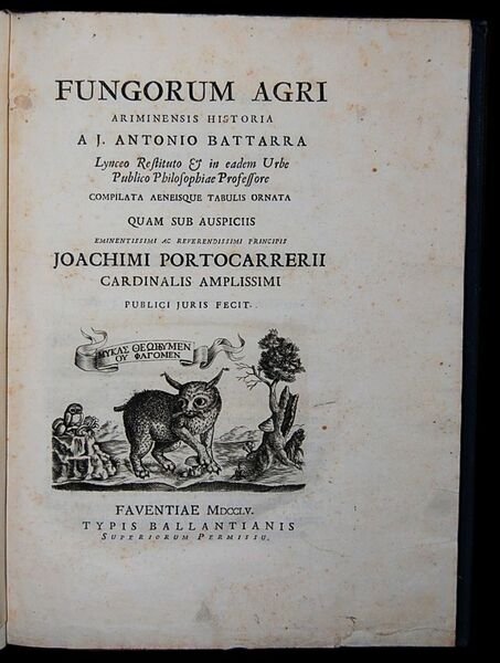 Fungorum agri Ariminensis historia a J. Antonio Battarra lynceo restituto …