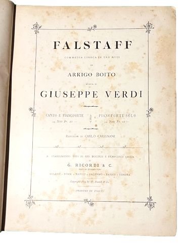 Falstaff. Commedia lirica in tre atti di Arrigo Boito musica …