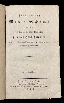 Frankfurter Wek-Schema barin von den auf die wesse fommeuden fremden …
