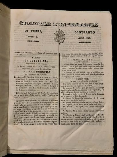 Giornale d'Intendenza di terra d'Otranto, 1851 - 1854