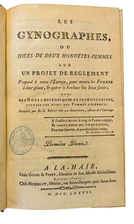 Les gynographes, ou idées de deux honnétes-femmes sur un projet …