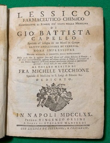 Lessico farmaceutico-chimico contenente li rimedj piu usati d'oggidi di Gio. …