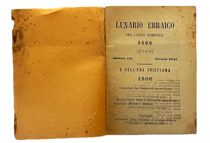 Lunario Ebraico per l'anno bisestile 5660, (Sabati 55), (Giorni 384), …