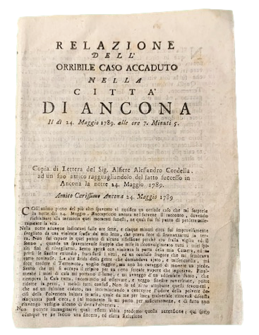 Relazione dell'orribile caso accaduto nella città di Ancona il dì …