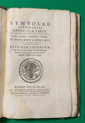 Symbolæ litterariae opuscula varia philologica scientifica antiquaria signa. lapides. numismata. …