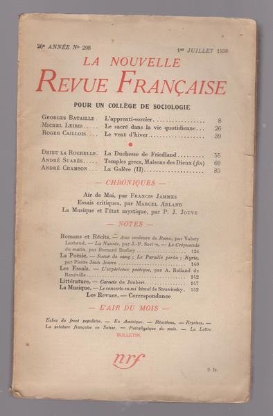 La Nouvelle Revue Française n° 298 - Pour un collège …