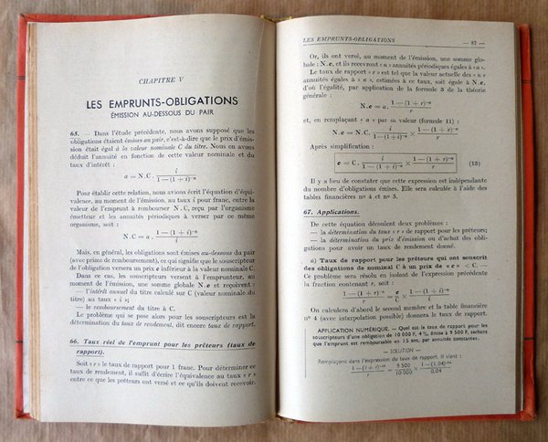 Mathématiques Financières. Collèges Techniques. Classes de première économiques et commerciales.