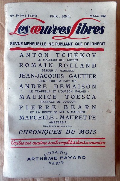 Les Oeuvres Libres. N°118 (344).