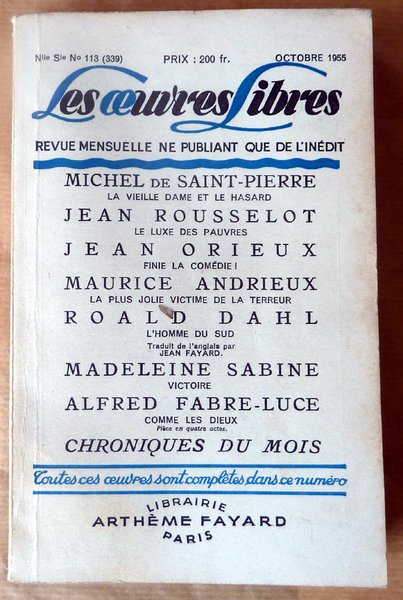 Les Oeuvres Libres N°113 (339) d'Octobre 1955.