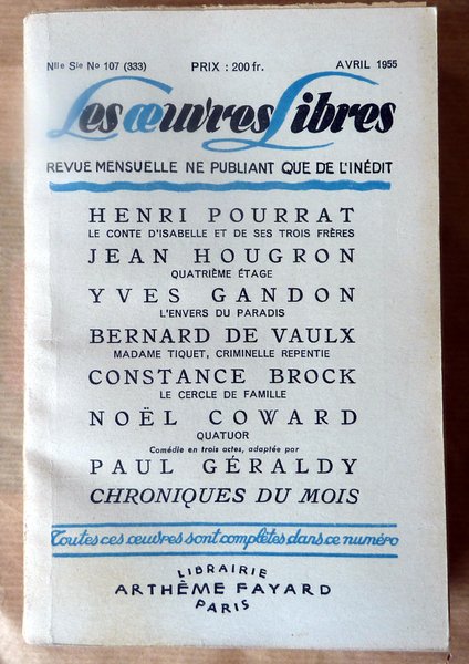 Les Oeuvres Libres N°107 d' Avril 1955.