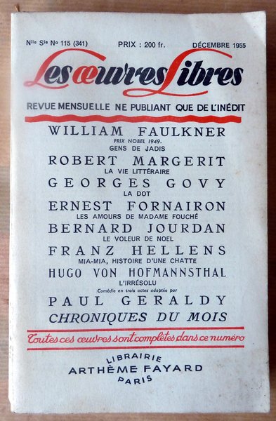Les oeuvres Libres N° 115 (341) de décembre 1955.