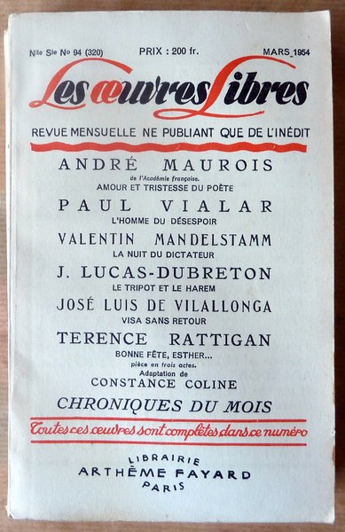 Les Oeuvres Libres N°94 (320) demars 1954.